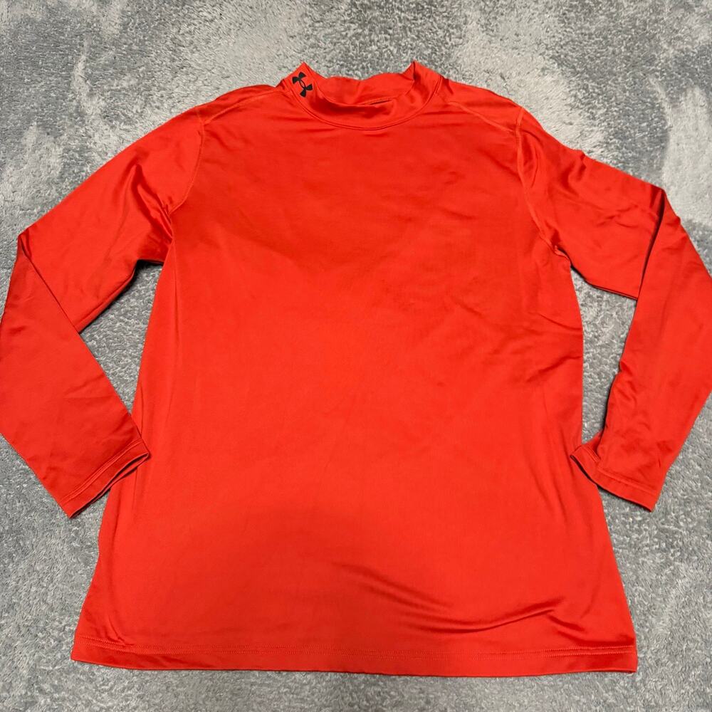 Under Armour Cold Gear Shirt Mens XXL Mock Neck Base Layer Long Sleeve Red